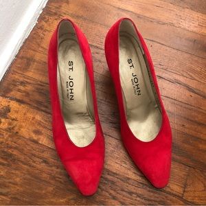 St. John Red Suede Pumps